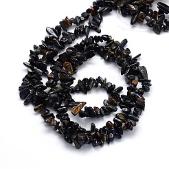 ブルータイガーアイ（染色＆加熱）ビーズ連売り  チップ  5~8x5~8mm  穴：1mm  約31.5インチ&nbsp;G-O049-30