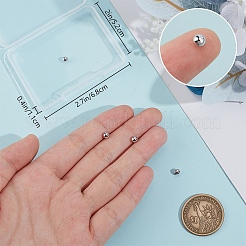 スターリングシルバーのイヤリングナット925個2組  丸い耳の後ろ  プラチナ  4mm  穴：0.7mm&nbsp;STER-BBC0007-33