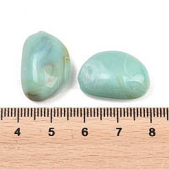 ツートンカラーの不透明アクリル製天然石風ビーズ  ナゲット  淡いターコイズ  21~22x15x10mm  穴：2mm  約227個/500g&nbsp;OACR-T033-01