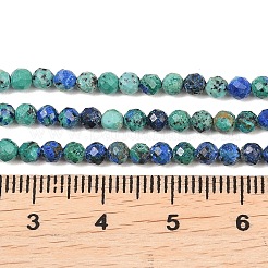 天然クリソコラとラピスラズリビーズ連売り  ラウンド  多面カット  グレードAA  3~3.5mm  穴：0.5mm  約134個/連  15.55''（39.5センチメートル）&nbsp;G-B175-D06-3mm