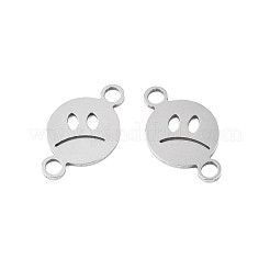 変色しない304ステンレススチールコネクタチャーム  悲しい表情  ステンレス鋼色  29x17x1.5mm  穴：4mm&nbsp;STAS-N095-109