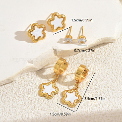 3 Pairs Stainless Steel Flower Earring Sets&nbsp;JZ3125
