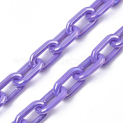 アクリル不透明アズキチェーン  ABカラー  オーバル  紫色のメディア  13x8x2mm  19.68インチ（50cm）/連&nbsp;X-PACR-N009-002E