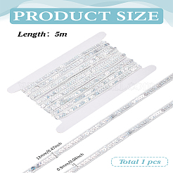 5m スパークルメタリックポリエステルレースリボン  スパンコール入り  服装アクセサリー  ホワイト  1/2インチ（12mm）  5 M&nbsp;OCOR-LP0001-23B