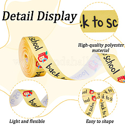 10 Yards Back To School Theme Polyester Grosgrain Ribbon&nbsp;OCOR-WH0082-82B