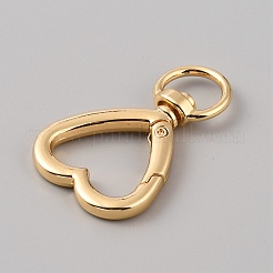 亜鉛合金ハート型スイベルフッククラスプ  ライトゴールド  41x26x6mm  穴：7.5x11mm&nbsp;FIND-WH0126-344KCG