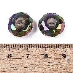 クリアアクリルヨーロピアンビーズ  大穴ビーズ  多面カット  フラットラウンド  ブラック  15x8mm  穴：4.7mm&nbsp;OACR-E033-25A