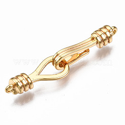 真鍮製S字クラスプ  ニッケルフリー  18KGP本金メッキ  長さ32mm  留め金：18x4.5x4mm  穴：1mm  ペンダント：16x6x4mm  穴：1.2mm&nbsp;KK-T063-70G-NF