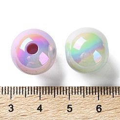 不透明UVメッキアクリルビーズ  虹色の  ラウンド  ミックスカラー  15x15.5x15.5mm  穴：3.5mm&nbsp;PACR-D288-23