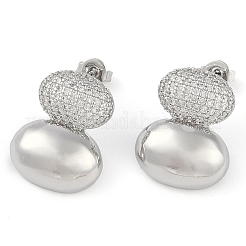 Oval Clear Cubic Zirconia Stud Earrings&nbsp;EJEW-Q387-04P
