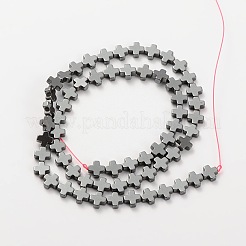 電気メッキゴージャスなクロス磁気なし合成ヘマタイトビーズ連売り  6x6x2mm  穴：1mm  約63個/連  15.35インチ&nbsp;G-L268-18
