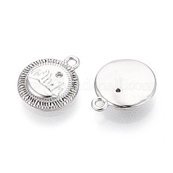 Brass Micro Pave Clear Cubic Zirconia Charms&nbsp;KK-N267-15P