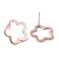 201 Stainless Steel Flower Stud Earring with 316 Stainless Steel Pin for Women&nbsp;STAS-K241-18RG