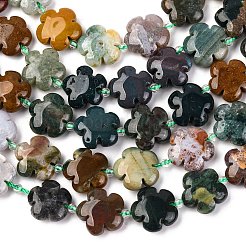 ナチュラルオーシャンジャスパー/オーシャンアゲートビーズ連売り  5  - 花びらの花  14~15x14~15x6~7mm  穴：1.2mm  約27個/連  16.14''（41~44.5センチメートル）&nbsp;G-D475-02D
