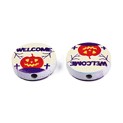 Halloween Printed Natural Wood Beads&nbsp;WOOD-T021-76