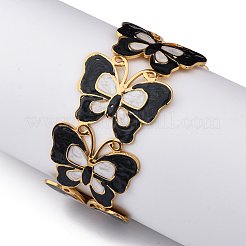 304 Stainless Steel Enamel Cuff Bangles for Women&nbsp;BJEW-P347-01G-C