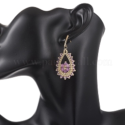 Teardeop Glass Beaded & Dyed Natural Malaysia Jade Dangle Stud Earrings&nbsp;EJEW-MZ00707-03