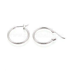 304ステンレススチールフープピアス  真鍮  プラチナメッキ  20x20x2.5mm&nbsp;EJEW-T048-25B-P