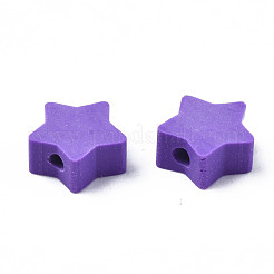 手作り樹脂粘土ビーズ  スター  紫色のメディア  8.5~9x9~9.5x4~5mm  穴：1.6mm&nbsp;CLAY-N011-46A-04