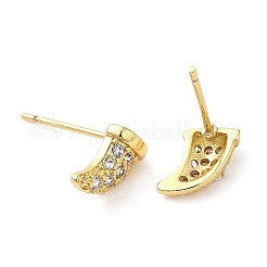 Rack Plating Brass Horn Stud Earrings with Cubic Zirconia&nbsp;EJEW-D061-30G