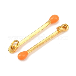 合金エナメルチャーム  丸カン付き  マッチチャーム  ゴールドカラー  オレンジ  29x4mm  穴：4mm&nbsp;FIND-WH0139-472G-03