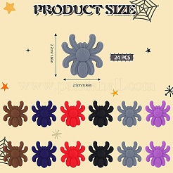 24 個 6 色ハロウィーンスパイダー食品グレード環境に優しいシリコーン焦点ビーズ  ミックスカラー  27x25x9mm  穴：2mm  4個/カラー&nbsp;SIL-SZ0001-25