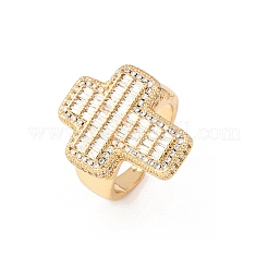 Adjustable Brass Micro Pave Cubic Zirconia Cuff Rings for Women&nbsp;RJEW-B139-03G