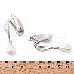 304 Stainless Steel Shell Pearl Stud Earrings for Women&nbsp;EJEW-U051-07P