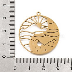 ステンレスペンダント201個  レーザー切断  昼と夜と陰陽の魅力  ゴールドカラー  32x29.5x1mm  穴：1.6mm&nbsp;STAS-S176-23G
