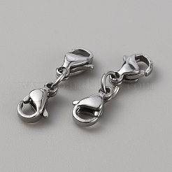 304ステンレススチールダブルロブスタークロウ留め金  ステンレス鋼色  20x6x3mm&nbsp;STAS-WH0027-43P