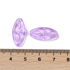 透明ガラスビーズ  花とオーバル  焼き付け塗料  紫色のメディア  20x9.5x4mm  穴：1.2mm&nbsp;DGLA-E004-14C