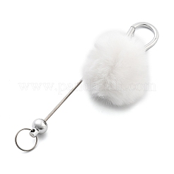 Aluminum Alloy Pom Pom Ball Beadable Keychain Bar&nbsp;HJEW-Q001-01B