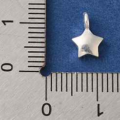 925スターリングシルバーチャーム  銀色のメッキ  スター  9x6.5x2.5mm  穴：2mm&nbsp;LS-FIND-U013-06S-02