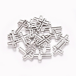 ステンレス鋼の連結リング  ジュエリー作りのための  クロス  ステンレス鋼色  16x10x0.8mm  内径：14x8.5mm&nbsp;STAS-TAC0002-16-02P