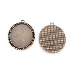 Tibetan Style Zinc Alloy Pendant Cabochon Settings&nbsp;TIBEP-M004-11AB-NR