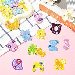 26個 26スタイルの文字a〜z、花柄ポリエステル粘着刺繍パッチ  ミックスカラー  3.4-3.8 * 1.9-3.9cm&nbsp;ST-CJ0047-001