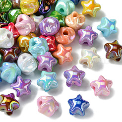 UVメッキプラスチックビーズ50個  虹色の星  ミックスカラー  16mm  穴：3.8mm&nbsp;SACR-CJ0001-69