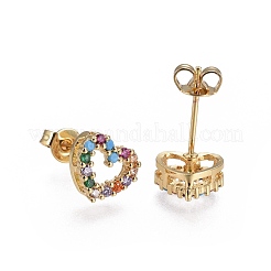 Brass Micro Pave Cubic Zirconia Stud Earrings&nbsp;EJEW-L224-25G