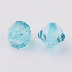カット加工ダブルコーンクリアアクリルビーズ  染め  ライトスカイブルー  6mm  穴：1mm  約5800個/500g&nbsp;DBB6mm-87