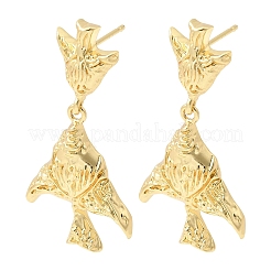 真鍮製ダングルピアス  カドミウムフリー＆鉛フリー  18KGP本金メッキ  ラックめっき  長持ちメッキ  海洋のテーマ  魚  40x20mm&nbsp;EJEW-D352-06G-02