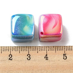UVメッキアクリルビーズ20個  虹色の  キューブ  ツートン  ミックスカラー  13x13x13mm  穴：1.8mm&nbsp;PACR-FP0001-01