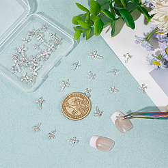48個 6スタイル 合金ラインストーンカボション  ネイルアートの装飾の付属品  クロス  銀  8~13x6~8.5x2~4mm  8個/スタイル&nbsp;MRMJ-GO0001-02