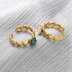 304 Stainless Steel Adjustable Open Cuff Rings&nbsp;RJEW-A071-11G