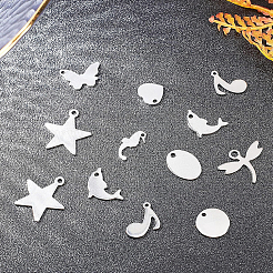 ステンレススチールペンダント  ステンレス鋼色  11~20x7~18x0.6~1.5mm  穴：1~2mm&nbsp;STAS-BC0003-02