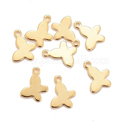 ステンレススチールチャーム201個  蝶  24KGP本金メッキ  8.5x12x1.1mm  穴：1.4mm&nbsp;X-STAS-K217-80G