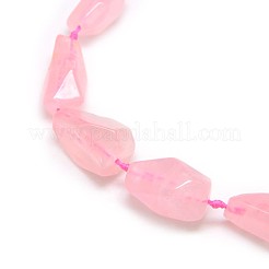 天然石ローズクォーツビーズ連売り  ナゲット  20~45x10~25mm  穴：2mm  約10~12個/連  15.74インチ&nbsp;G-L159-08