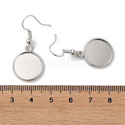 ラックメッキアイアンピアスフック  空白の丸いトレイ付き  フラットラウンド  プラチナ  37mm  ピン：0.7mm&nbsp;EJEW-D091-01C-P