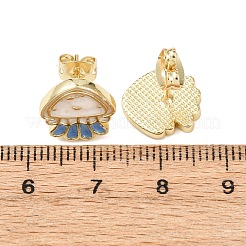 真鍮エナメルスタッドピアス  海のテーマ  18KGP本金メッキ  イカ  12.5x11.5mm&nbsp;LS-EJEW-B152-01G-02