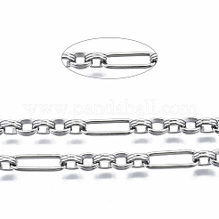 変色しにくい304ステンレススチール製フィガロチェーン  スプールで  溶接されていない  ステンレス鋼色  19.2x6.5x1.3mm  約16.4フィート（5m）/ロール&nbsp;CHS-S008-004P