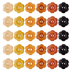 120Pcs 6 Colors 2-Hole Wood Flower Buttons&nbsp;BUTT-TA0001-40C